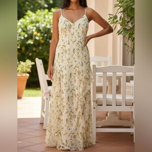 Forever 21 Cream Floral Maxi Dress